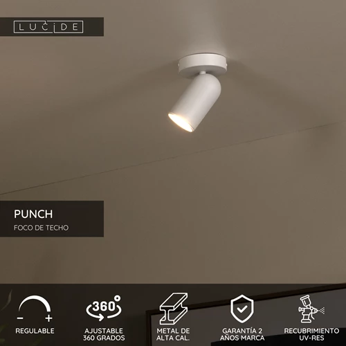 Lucide PUNCH - Foco de techo - 1xGU10 - Blanco - USP